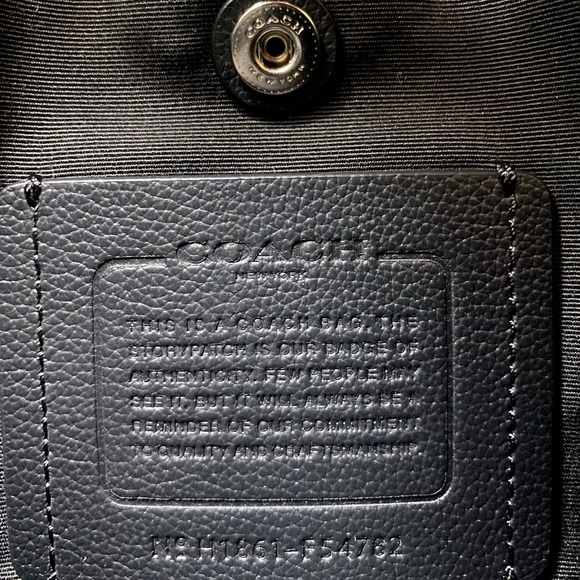 Coach Charles Smooth Pebble Leather Adjustable Crossbody Flight Bag (Black) - Picture 14 of 16